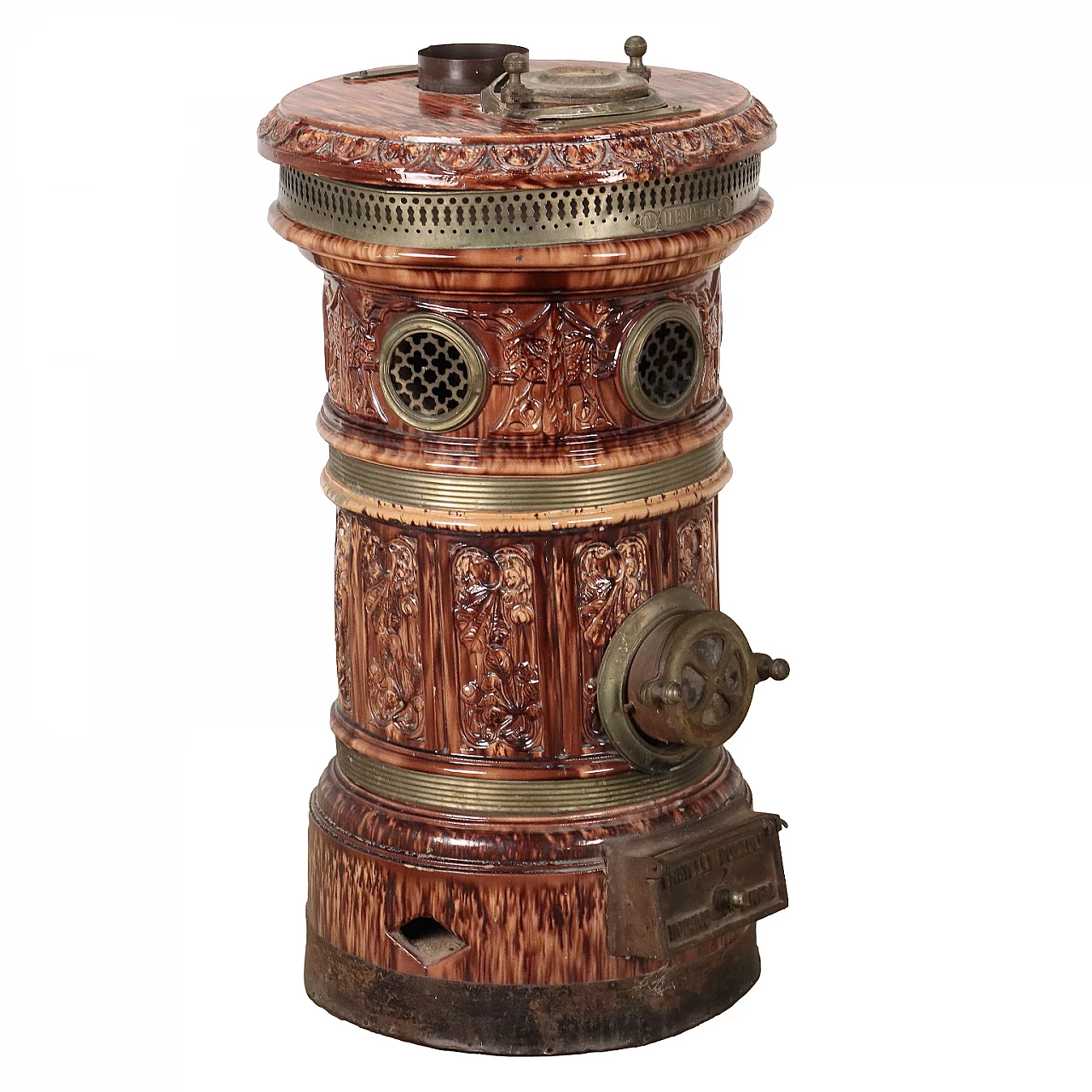 Art Nouveau ceramic and metal stove by Fratelli Pozzoli-Incino Erba, early 20th century 1