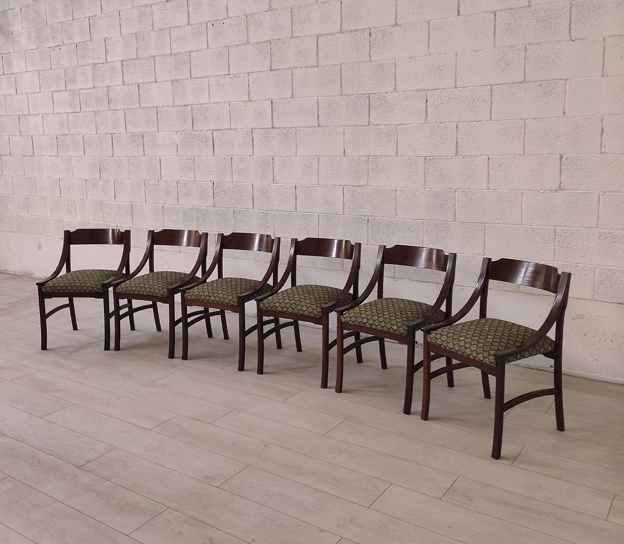 6 Walnut chairs by Ico Parisi, 1960s 1