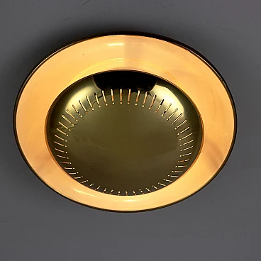 Ceiling lamp in enameled aluminium and brass, 1960s