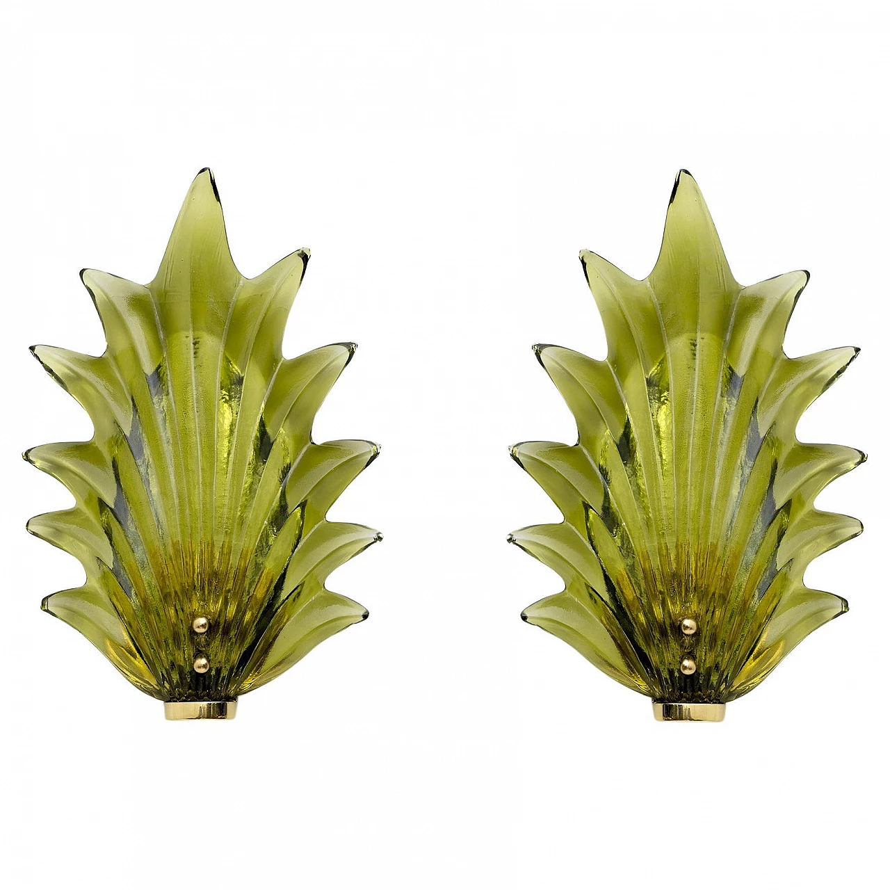 Pair of leaf wall lights in the style of Barovier & Toso, 1980s 1