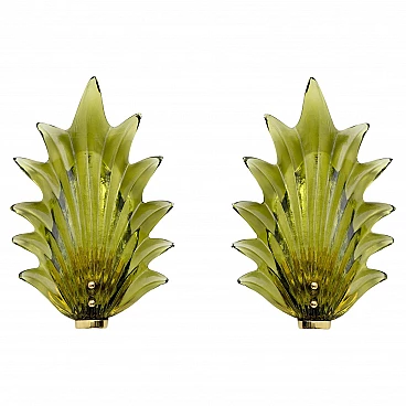 Pair of leaf wall lights in the style of Barovier & Toso, 1980s