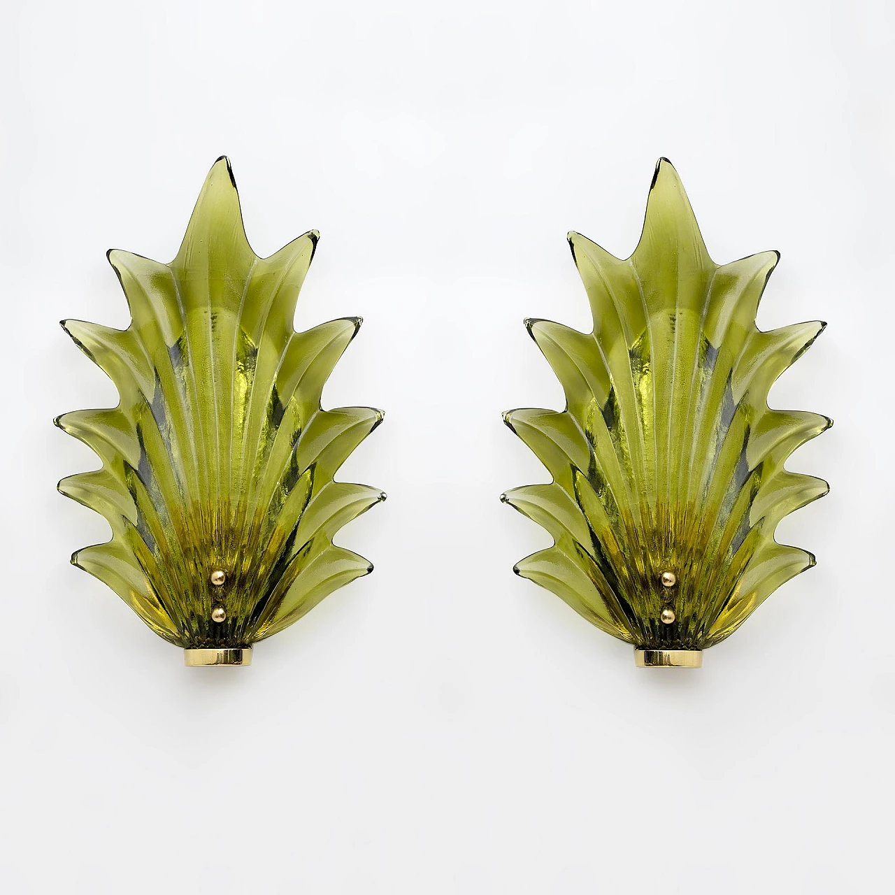 Pair of leaf wall lights in the style of Barovier & Toso, 1980s 4