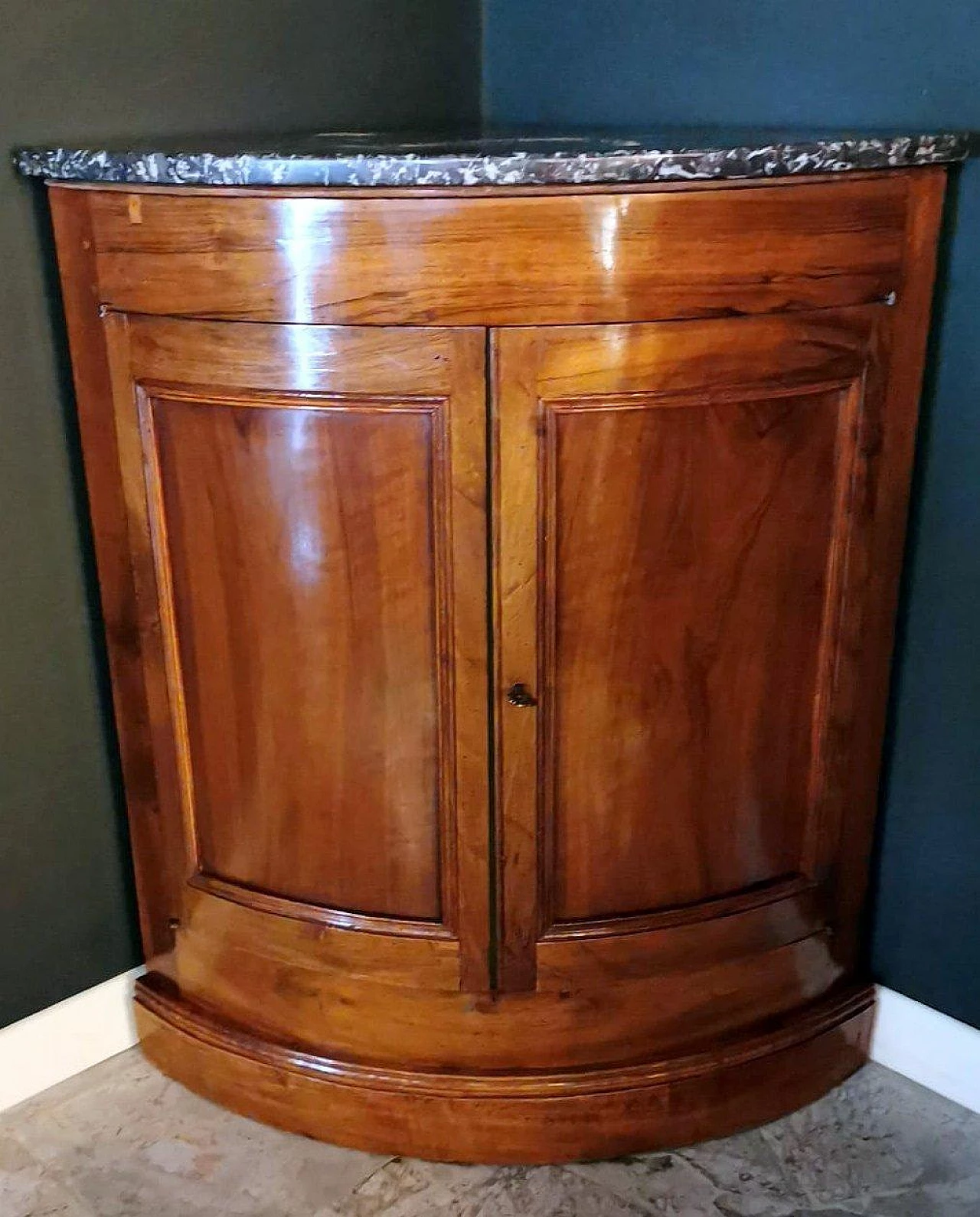 Louis Philippe walnut and marble corner cabinet, 19th century 3