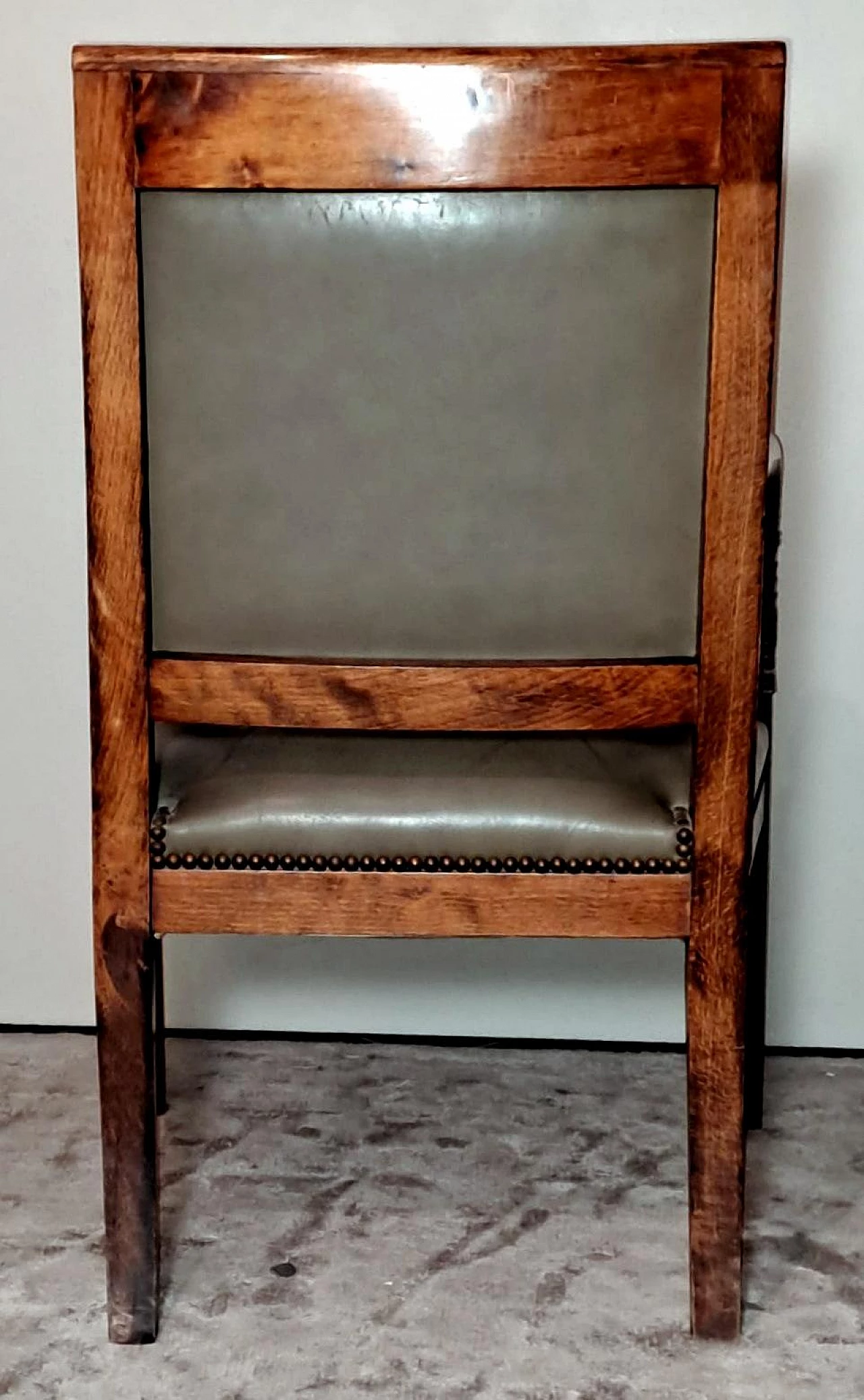 Coppia di sedie Antique Master Carlo X in rovere e cuoio, '800 12