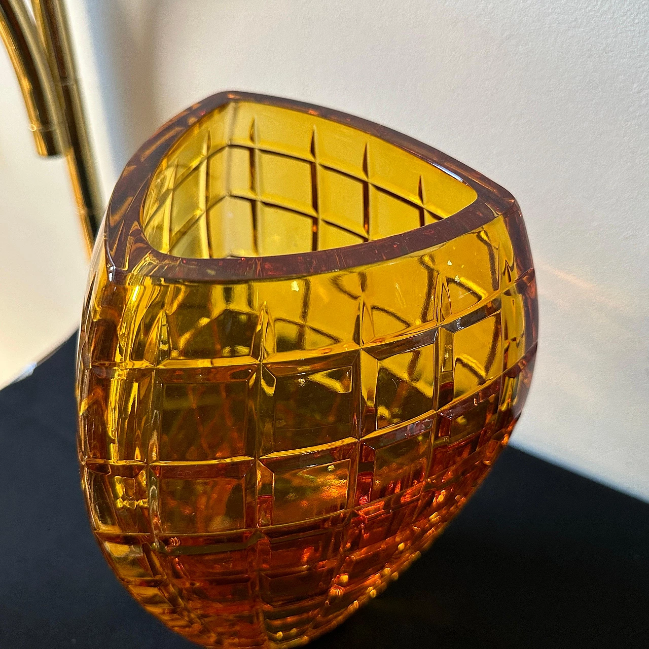Amber glass vase by Val Saint Lambert, 1960s 5