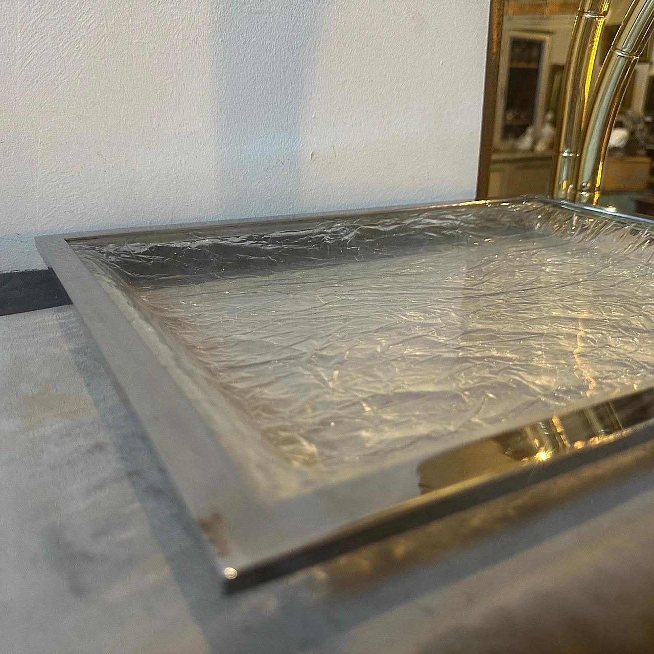 Lucite and silver plating tray by Ulderico Cavinato, 1980s 5