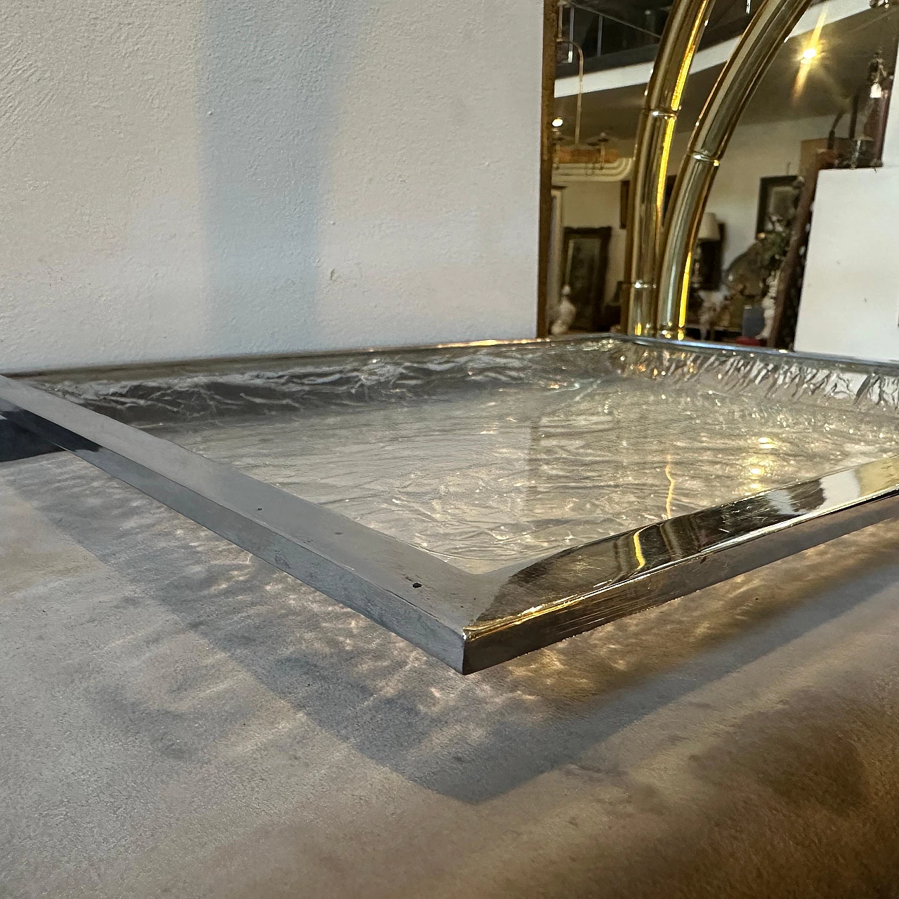 Lucite and silver plating tray by Ulderico Cavinato, 1980s 6