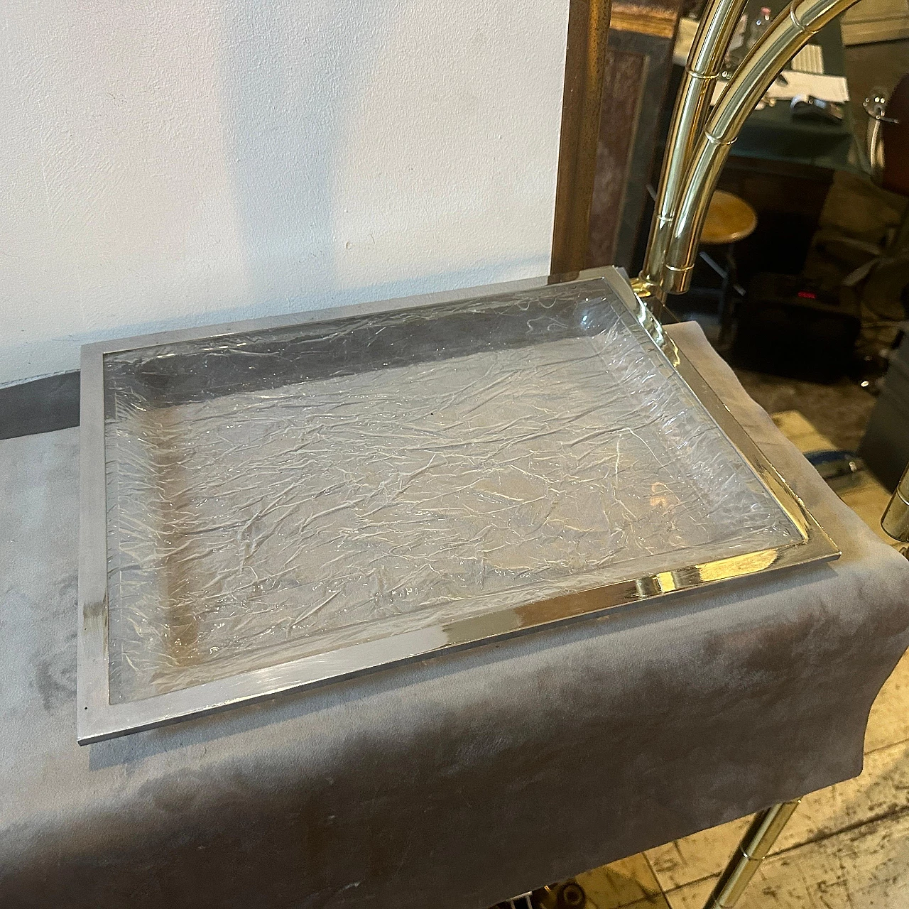 Lucite and silver plating tray by Ulderico Cavinato, 1980s 7