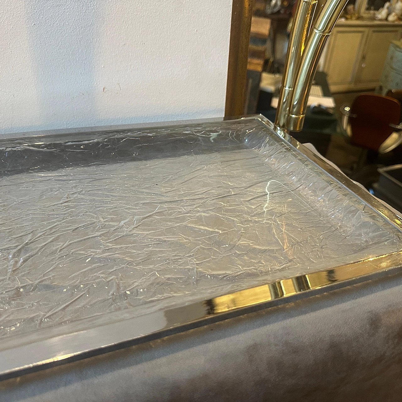 Lucite and silver plating tray by Ulderico Cavinato, 1980s 9