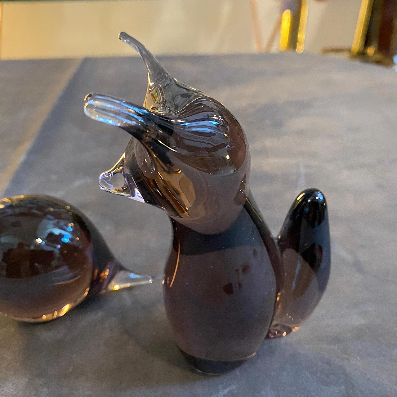 Cat and mouse, pair of Murano glass sculptures, 1980s 3