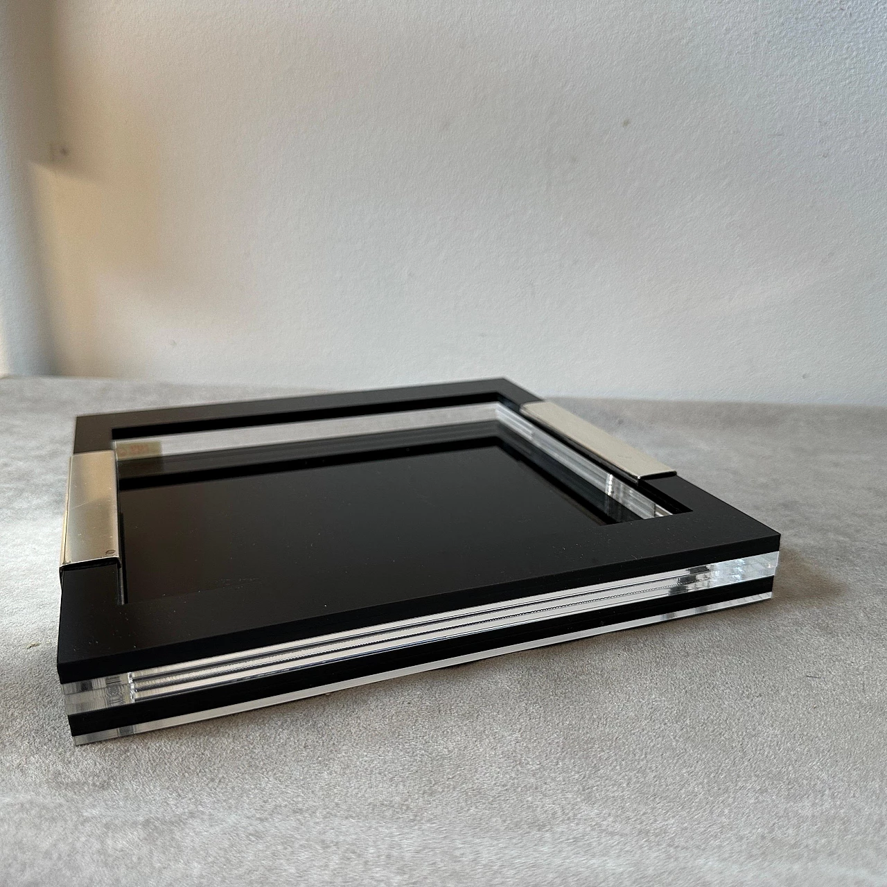 Silver and plexiglass tray by Greggio, 1990s 2