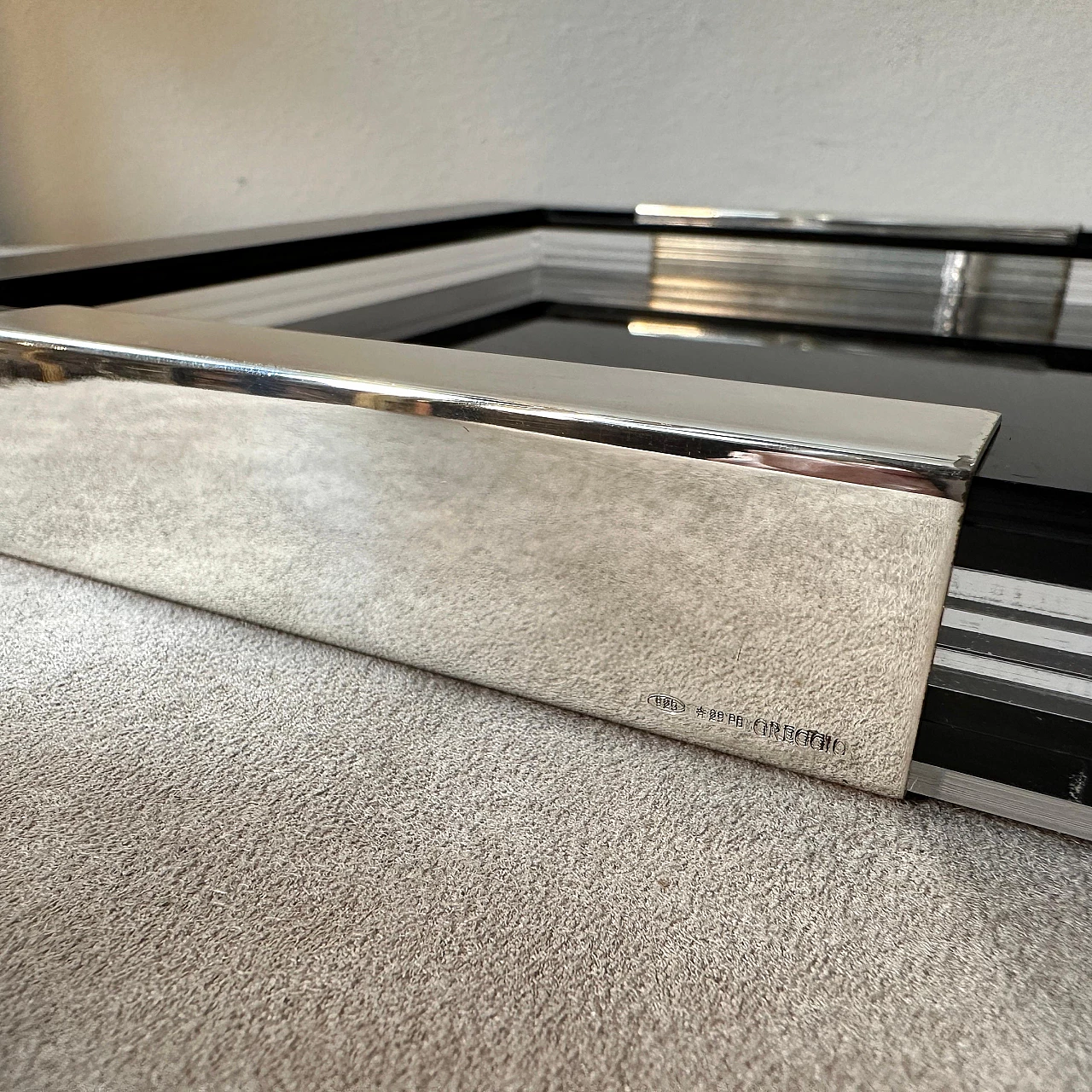 Silver and plexiglass tray by Greggio, 1990s 4