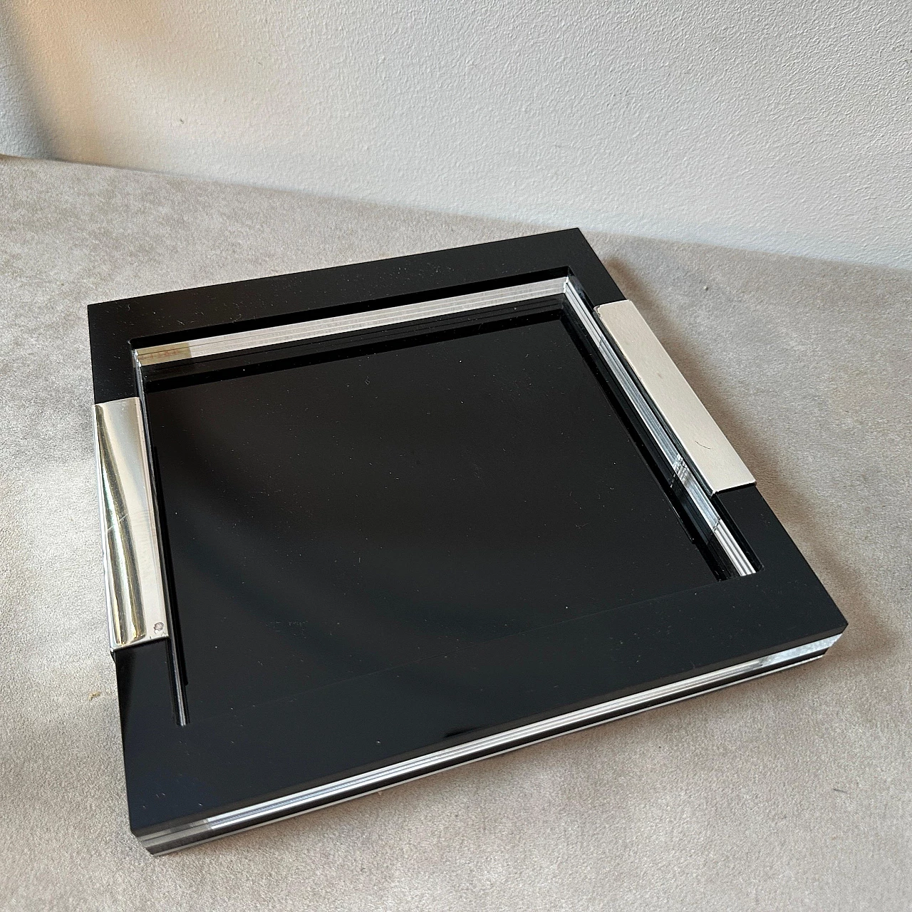 Silver and plexiglass tray by Greggio, 1990s 11