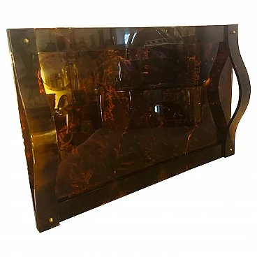 Tortoiseshell effect lucite tray in the style of Dior Home, 1970s