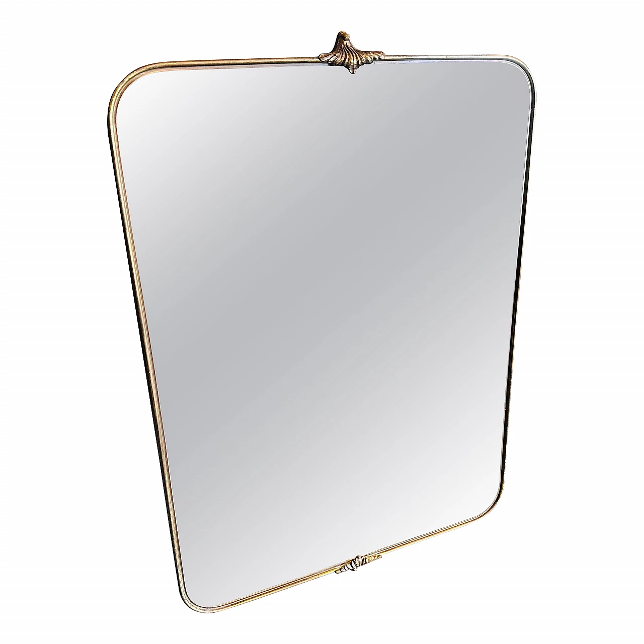 Solid brass mirror in the style of Gio Ponti, 1950s 1