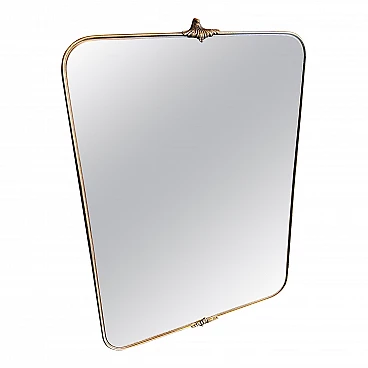 Specchio in ottone massiccio nello stile di Gio Ponti, anni '50