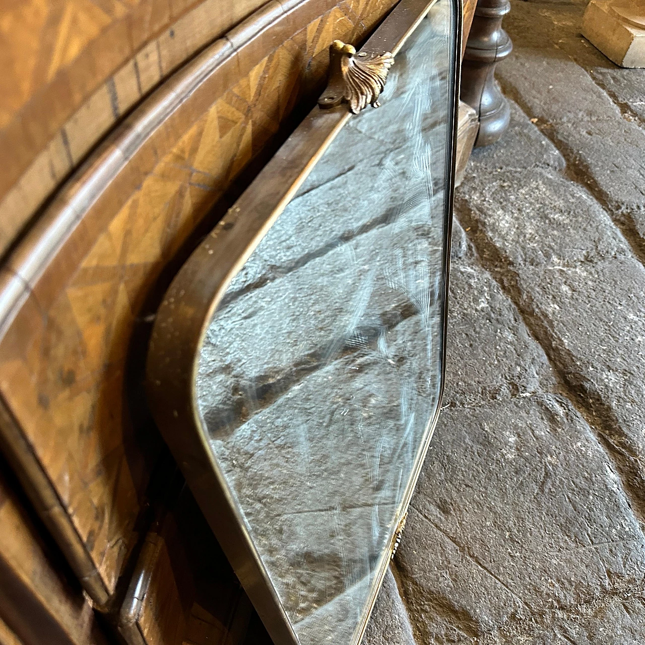 Solid brass mirror in the style of Gio Ponti, 1950s 10