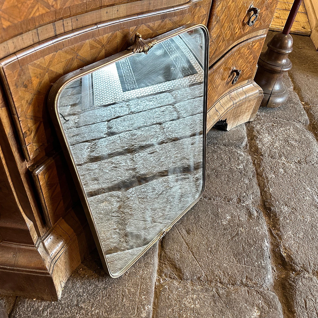 Solid brass mirror in the style of Gio Ponti, 1950s 11