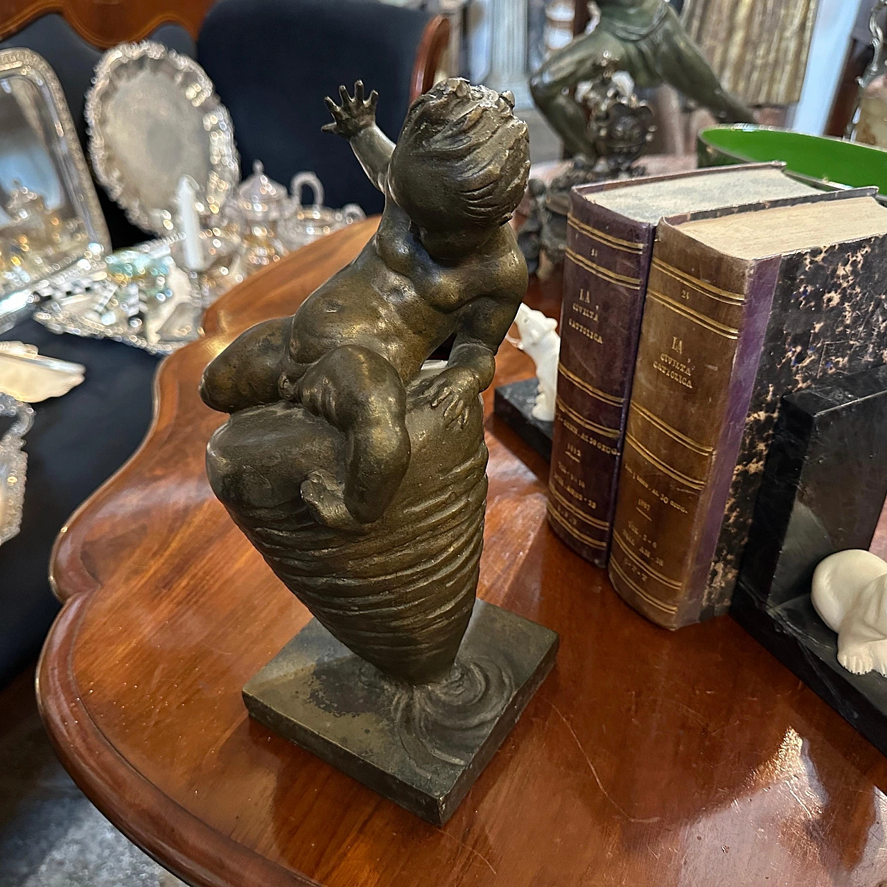 Tullio Montini, child on spinning top, bronze sculpture, 1922 4