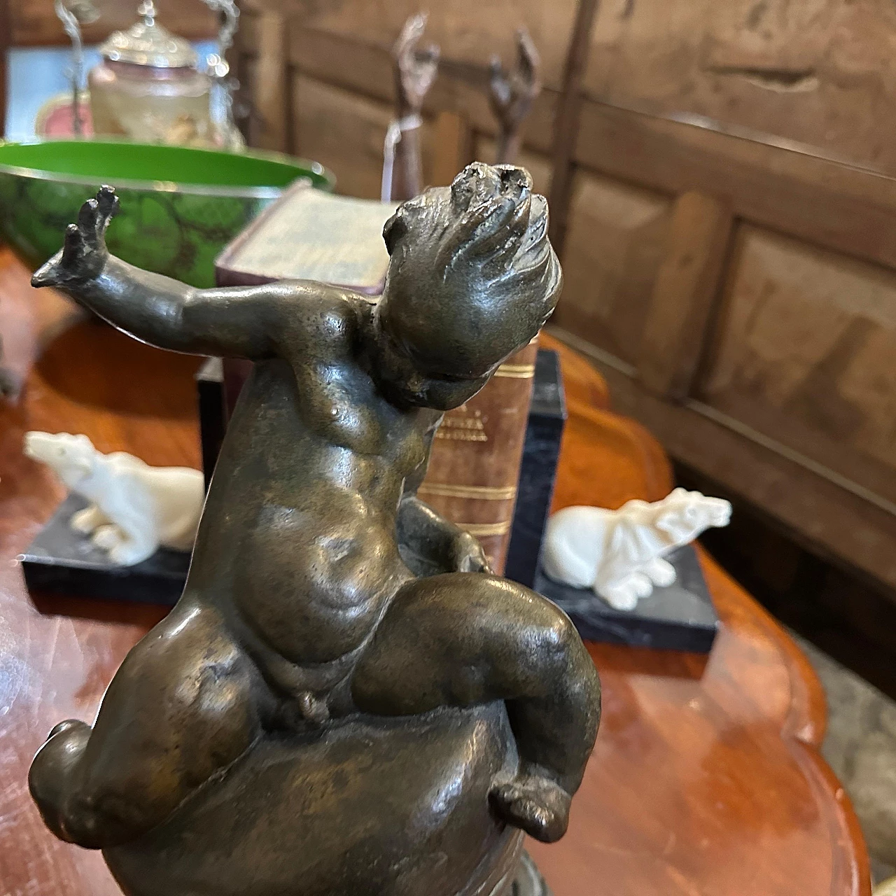 Tullio Montini, child on spinning top, bronze sculpture, 1922 10