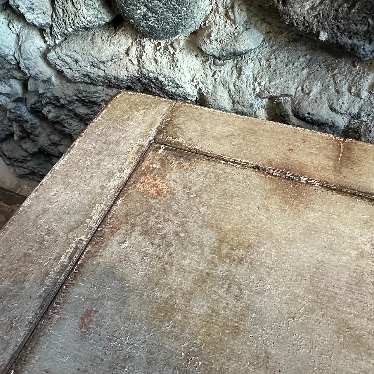 Cassapanca fiorentina in abete laccato bianco e verde, fine '800 8