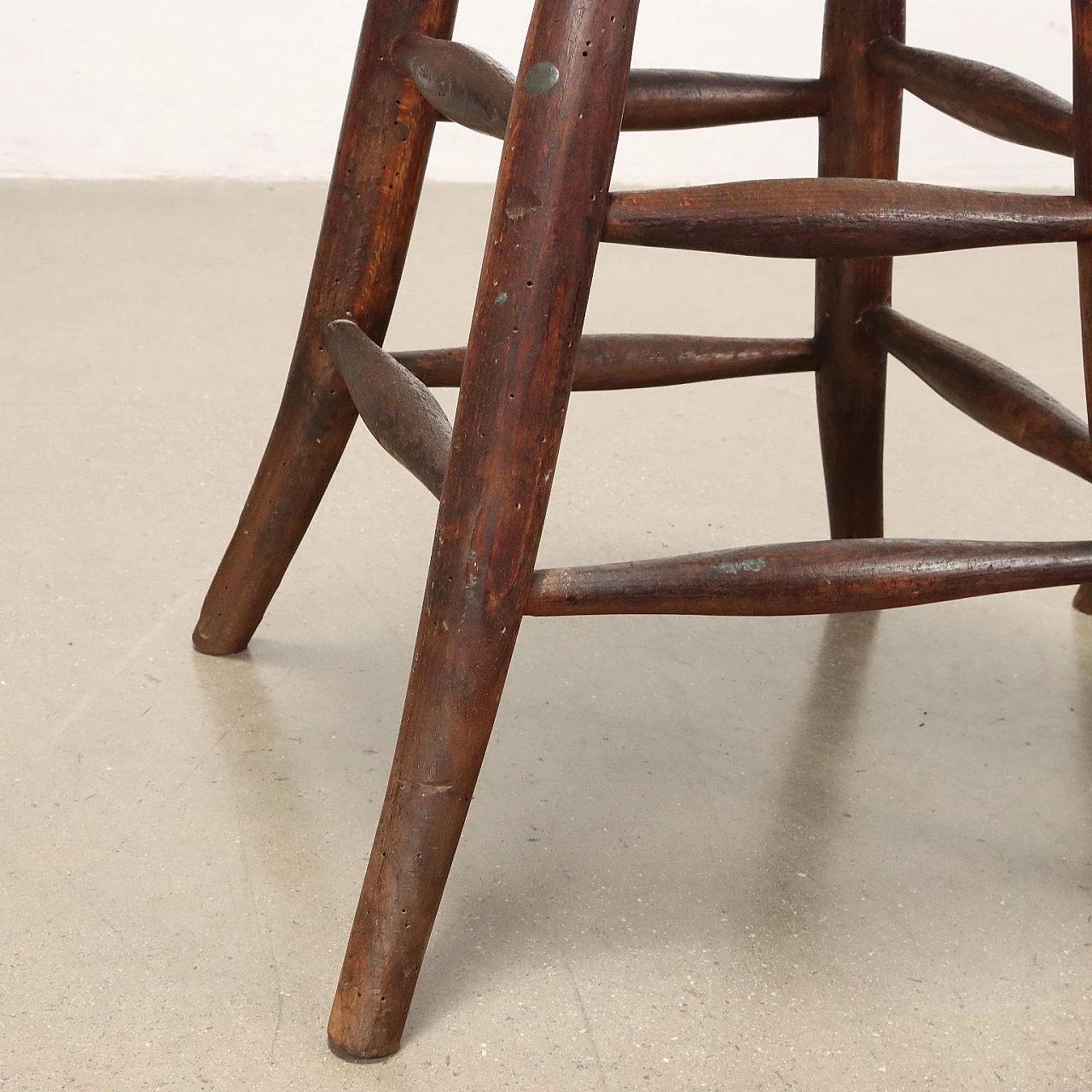 Pair of wooden and metal stools by Ditta Alfredo Cavestri Milano 5