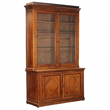 Mahogany bookcase with glass and wood doors, 19th century