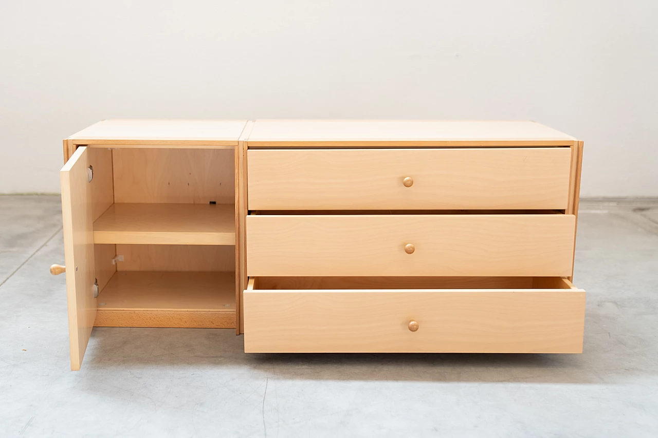 Credenza in legno di faggio con cassetti e anta, anni '80 2