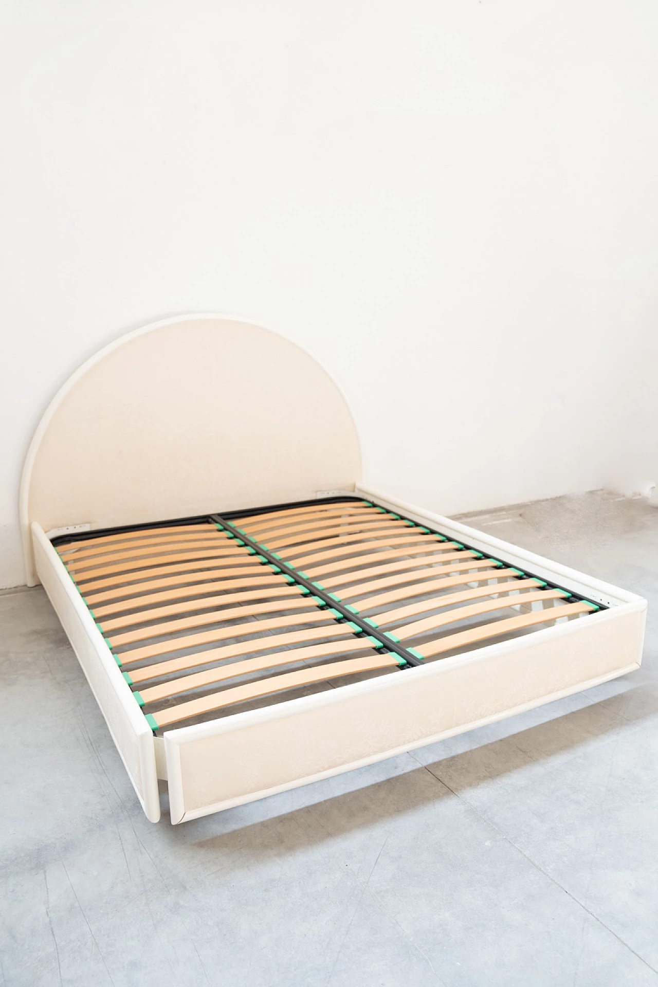 Double bed frame in bamboo and fabric, 1980s 8