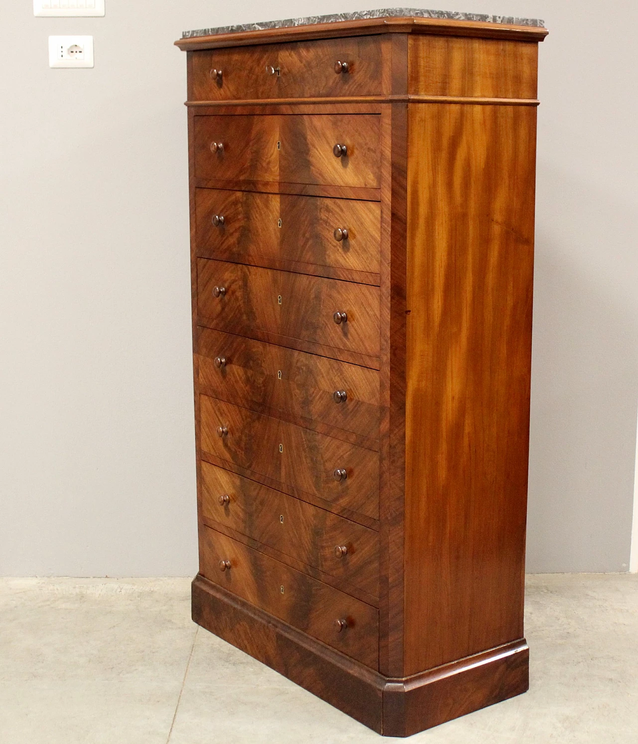Mahogany and marble weekly dresser, second half of the 19th century 5