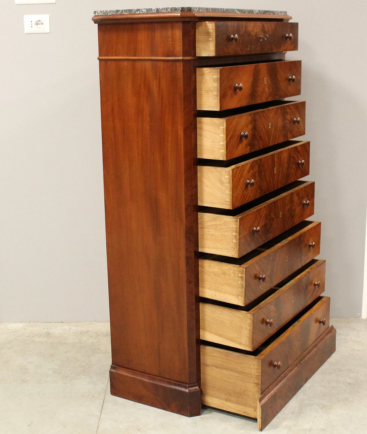 Settimanale in mogano e marmo, seconda metà dell'800 8