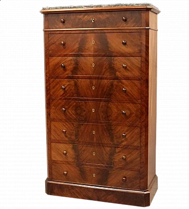 Mahogany and marble weekly dresser, second half of the 19th century