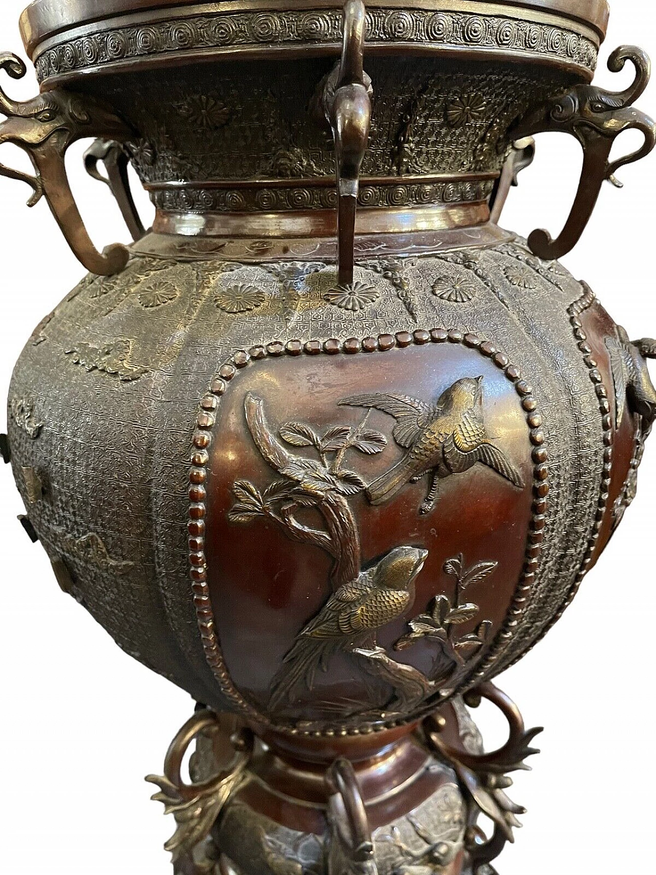 Japanese enameled bronze censer, late 19th century 6