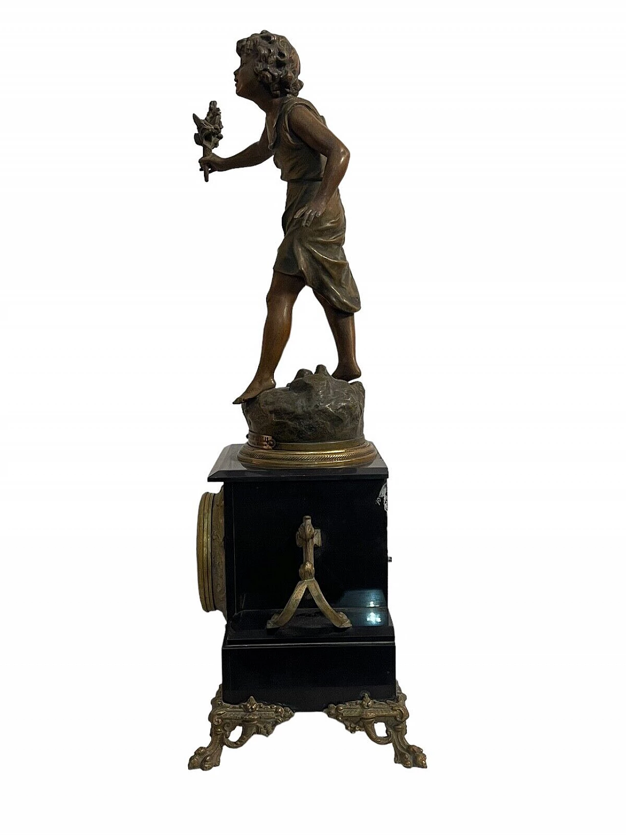 Marble table clock with bronze sculpture, late 19th century 2