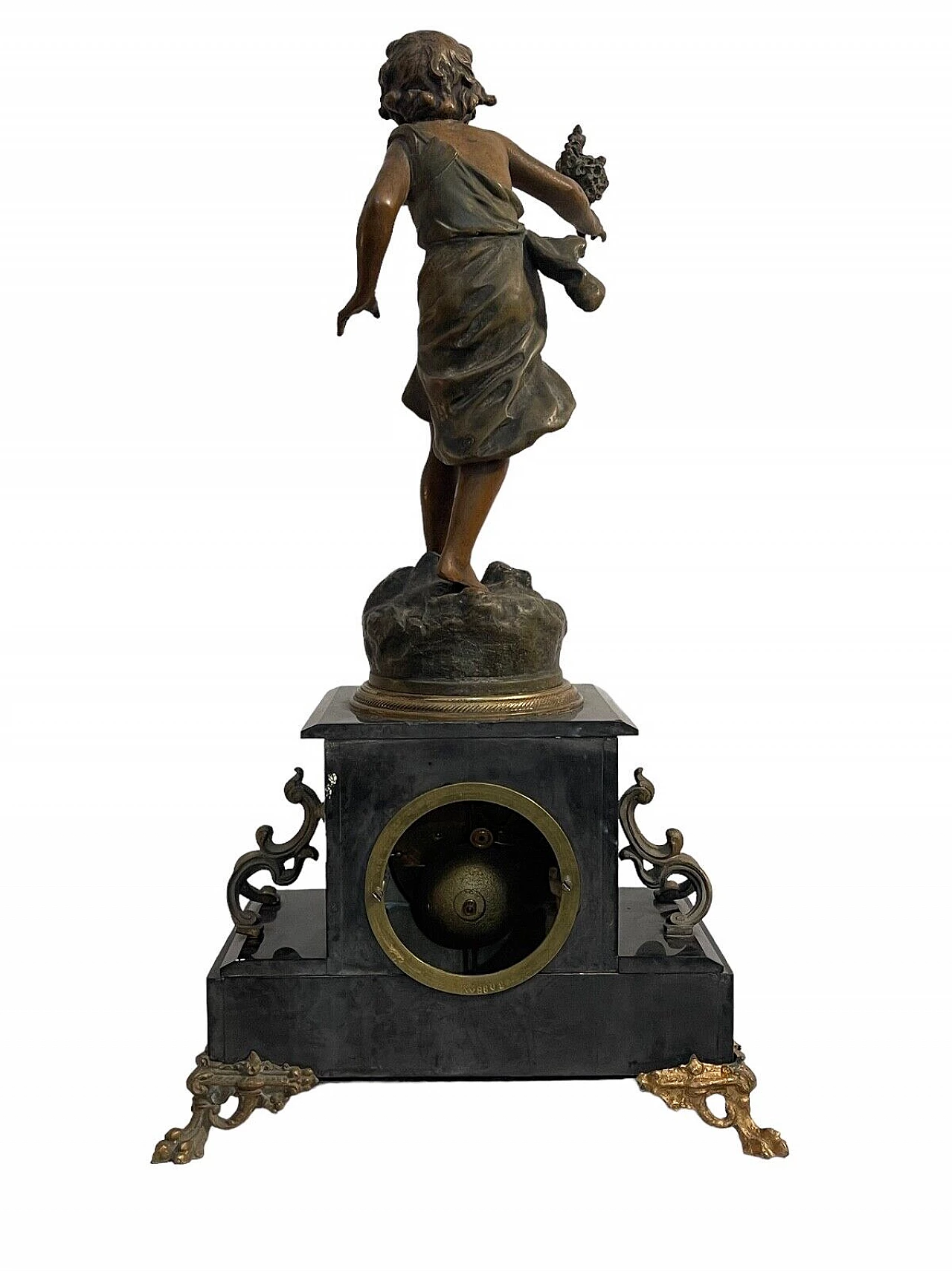 Marble table clock with bronze sculpture, late 19th century 3