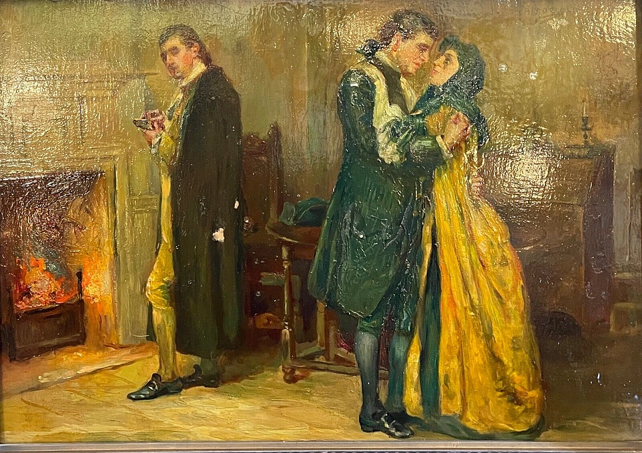 The third wheel, oil painting on panel, 18th century 1