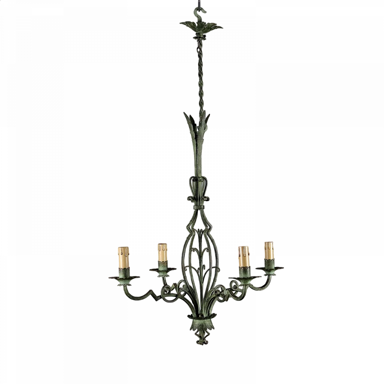 Chandelier in brass and painted sheet metal 10