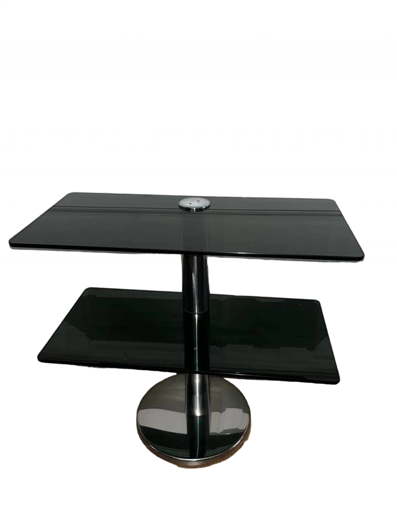 Console table in smoked glass and steel, 1970s 6