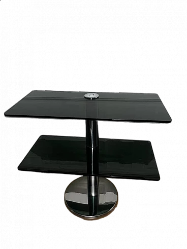 Console table in smoked glass and steel, 1970s