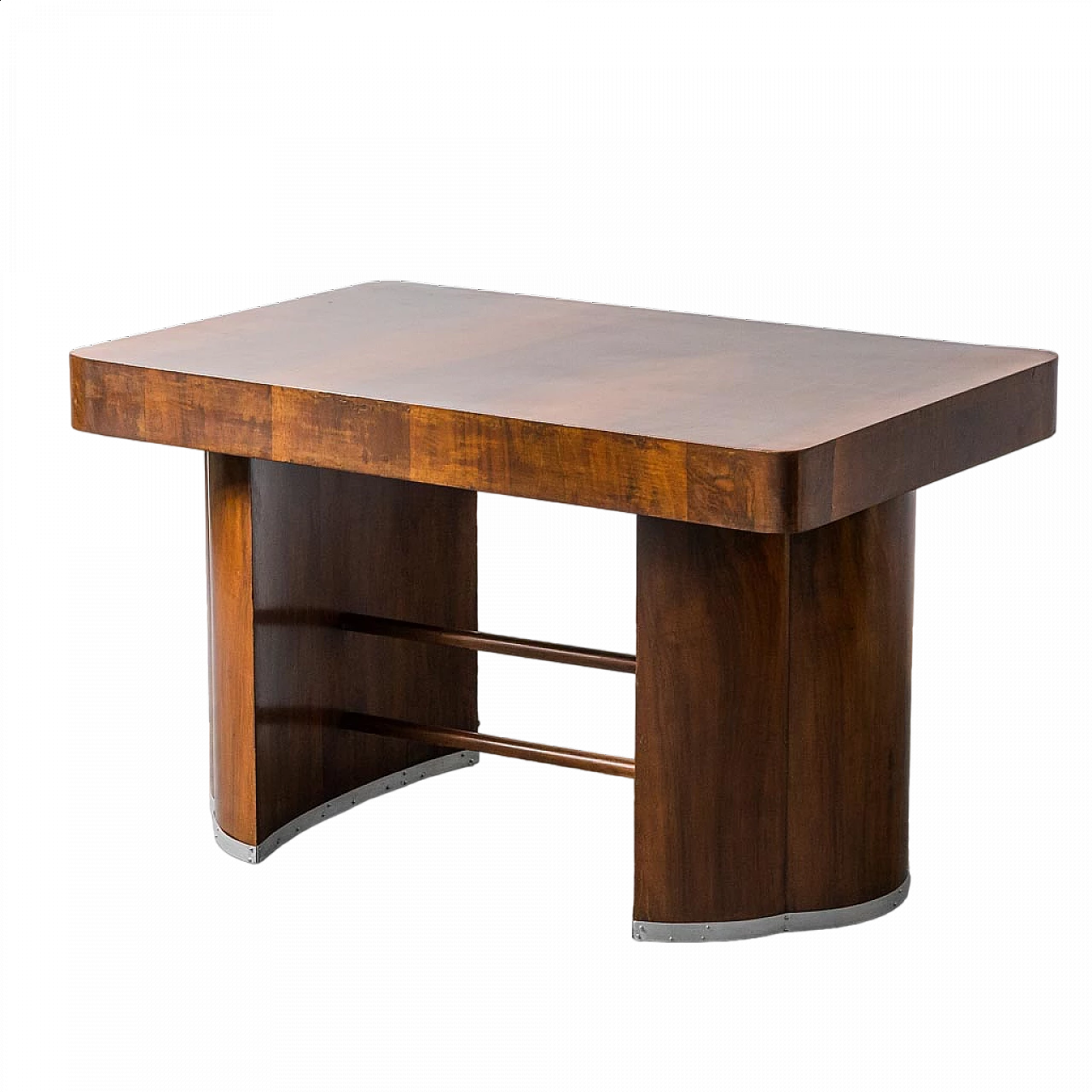Tavolo in legno con punte in metallo, anni '40 12
