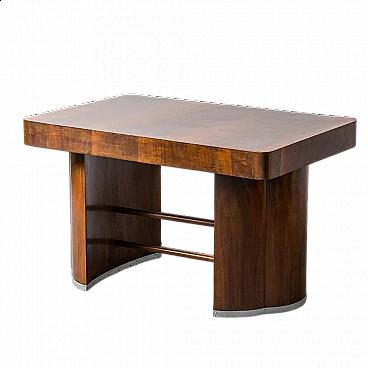 Tavolo in legno con punte in metallo, anni '40