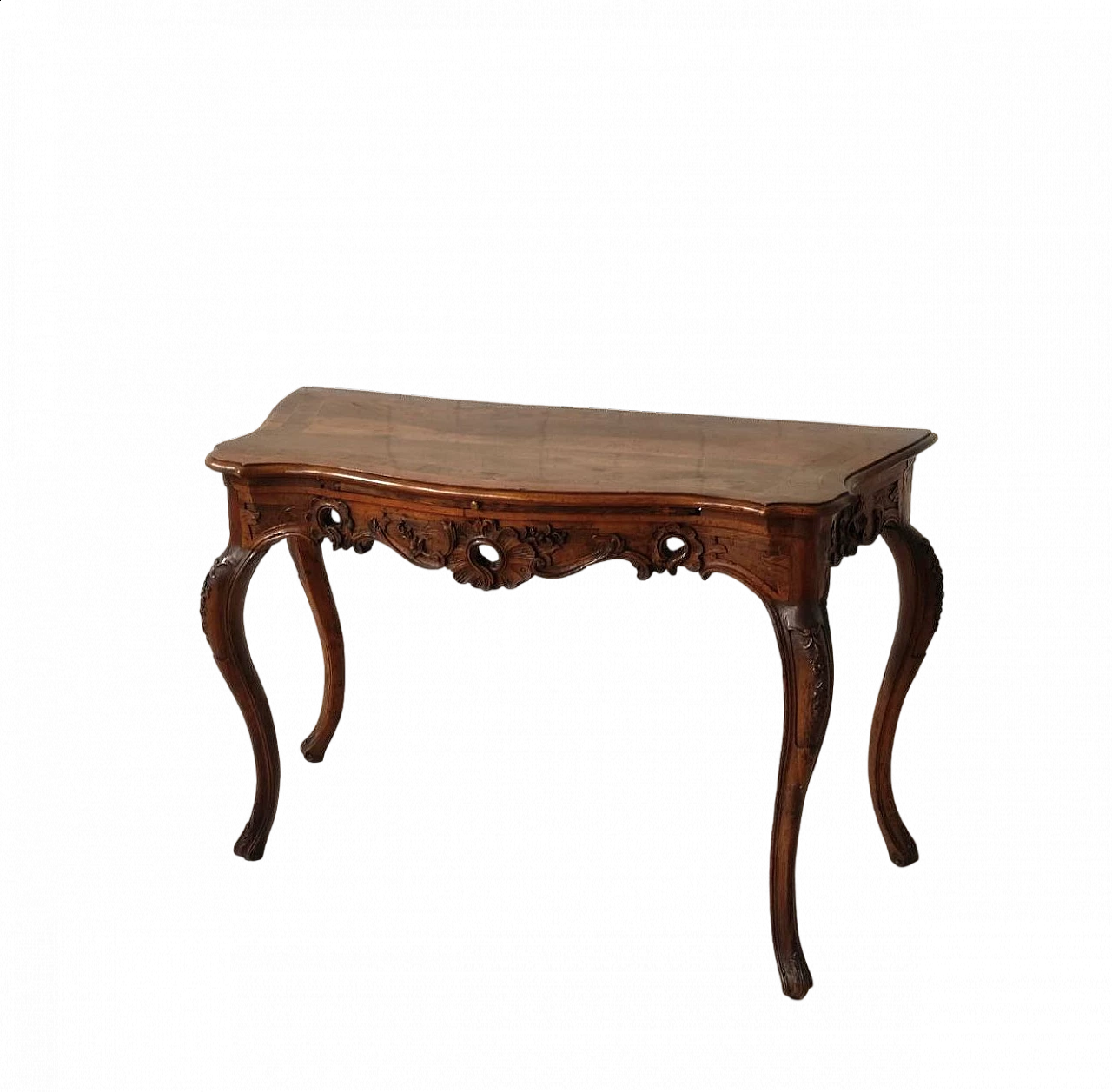 Walnut console with legs decorated with floral motifs, 18th century 9