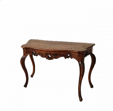 Walnut console with legs decorated with floral motifs, 18th century