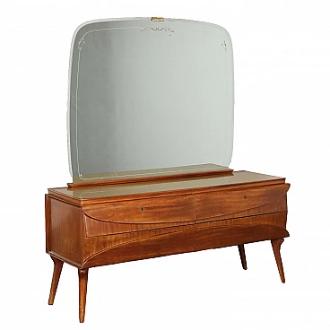 Chest of Drawers in walnut veneer with mirror, 1950s