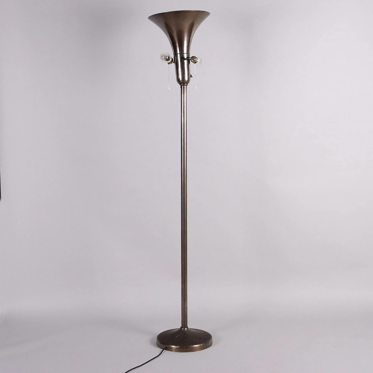 Floor lamp in brass and fabric, 1940s 7