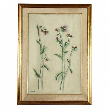 Fiorenzo Tomea, fiori di cardo, dipinto a olio su tela, 1958