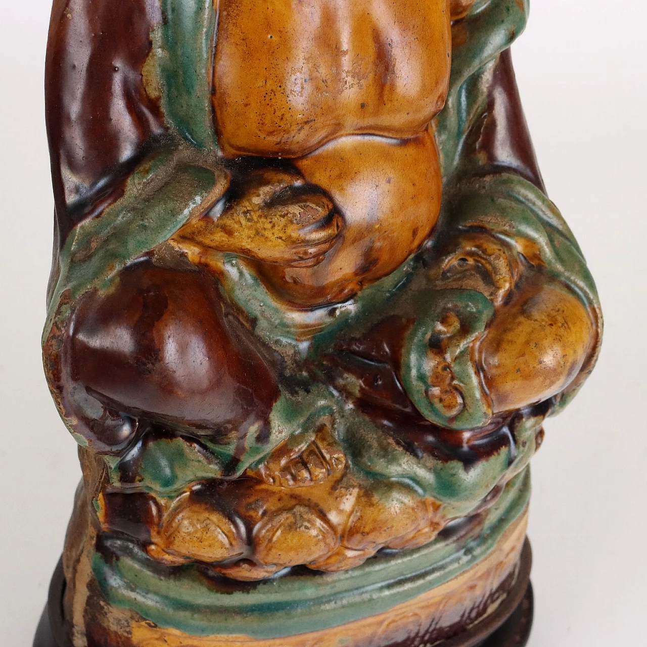 Budai sculpture in Sancai enamel-painted stoneware 4
