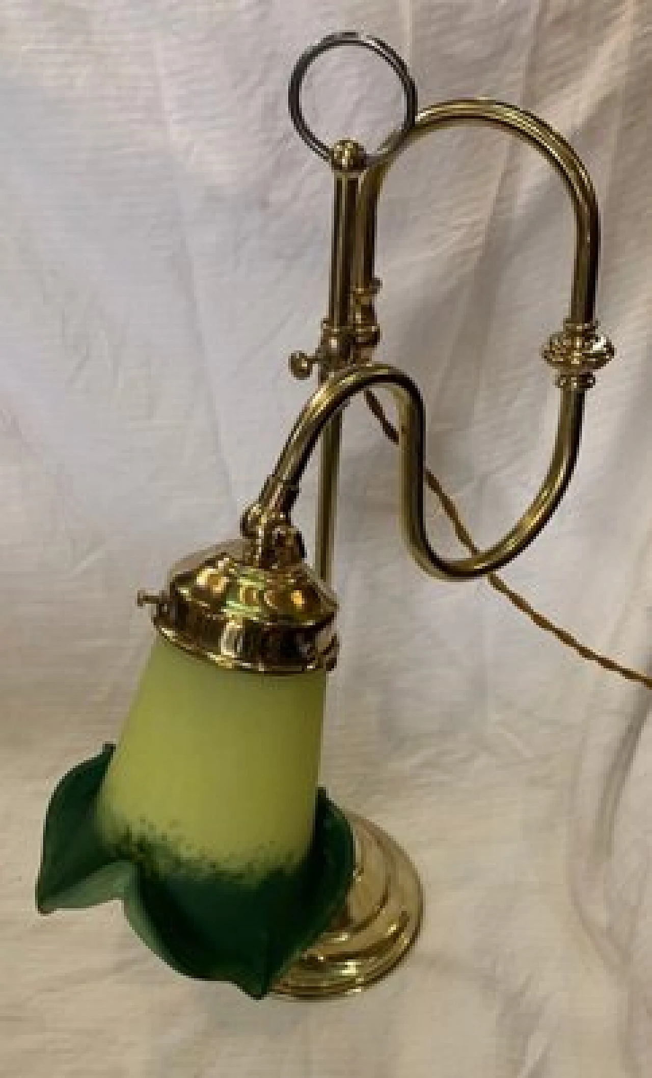 Lampada da tavolo regolabile in ottone e vetro di Murano, anni '20 2