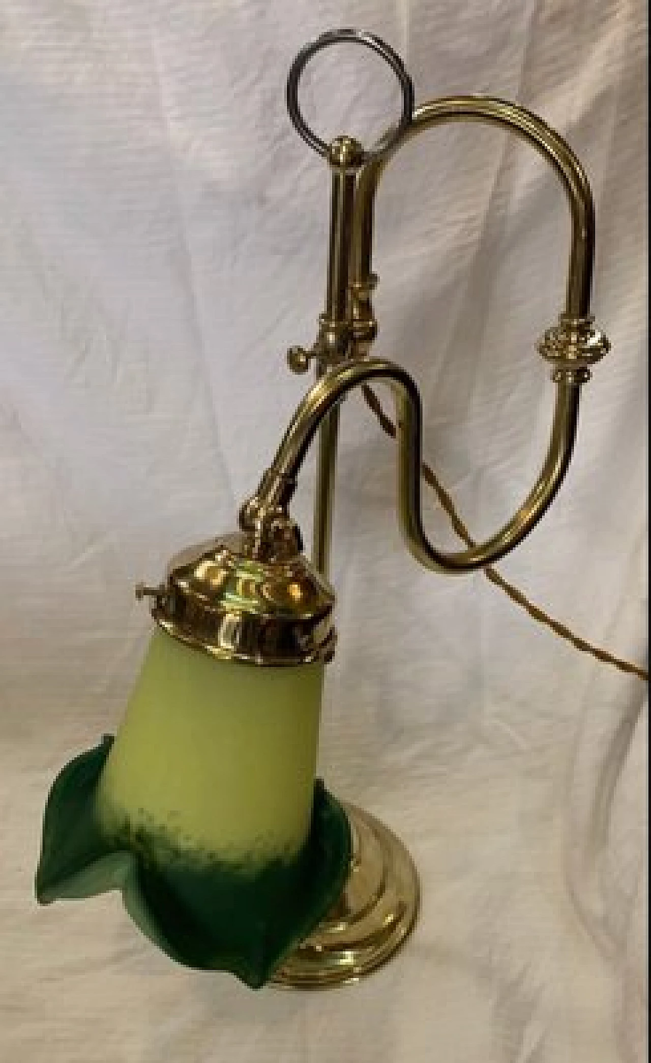 Lampada da tavolo regolabile in ottone e vetro di Murano, anni '20 9