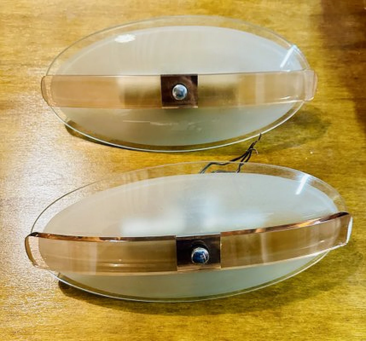 Pair of glass wall lights by Vega, 1960s 3
